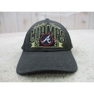 Atlanta Braves Hat Cap Snap Back Gray Black World Series Baseball New Era Mens